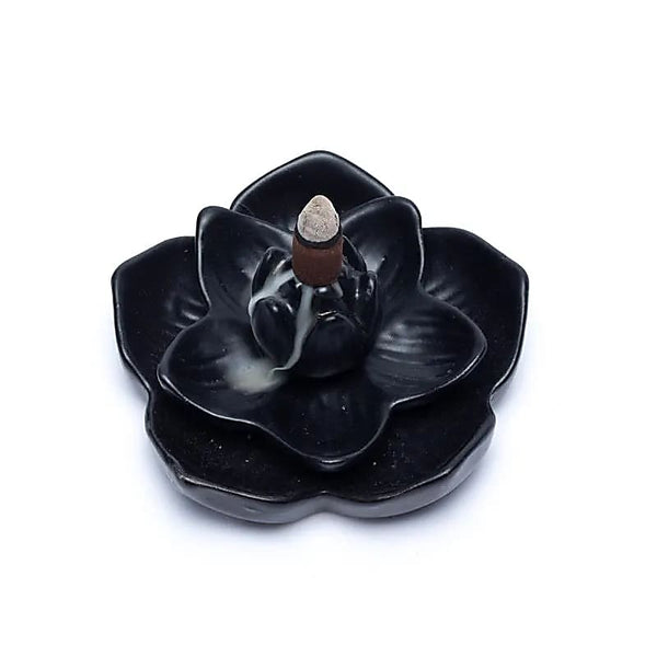 Brucia incenso fontana a riflusso in ceramica fiore di loto