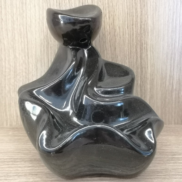 Brucia incenso fontana a riflusso in ceramica cascatella nero
