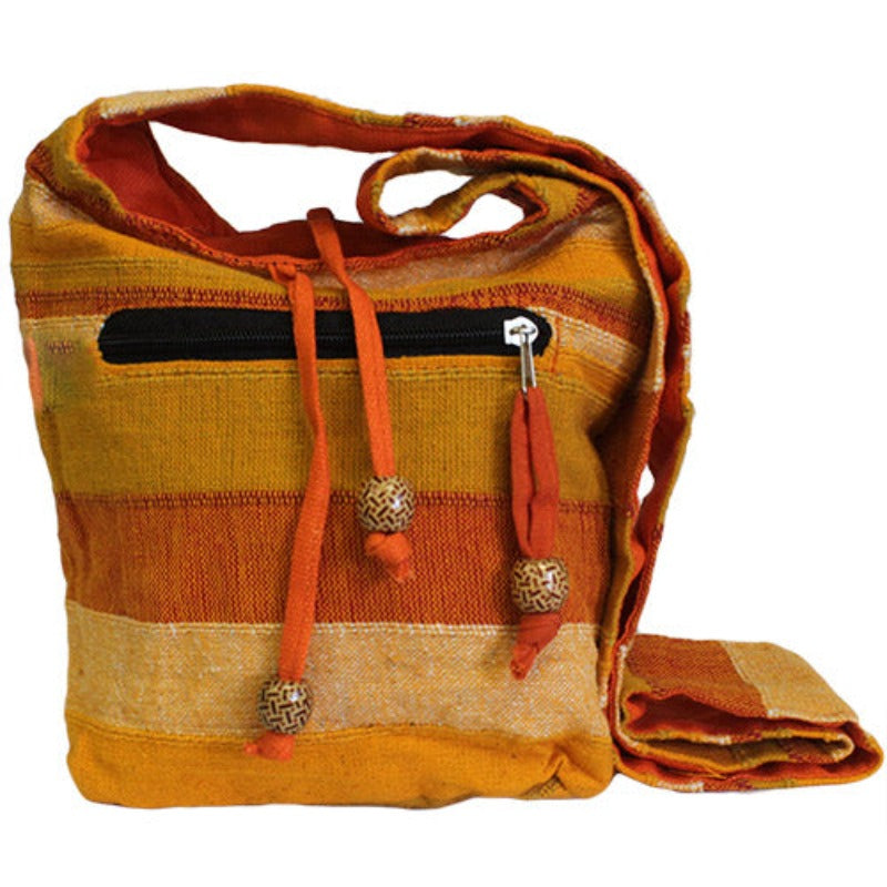 Borsa etnica con tracolla tema colori alba arancio ocra arancio giallo