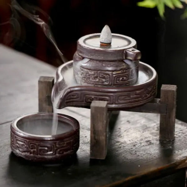Brucia incenso fontana a riflusso in ceramica Feng Shui